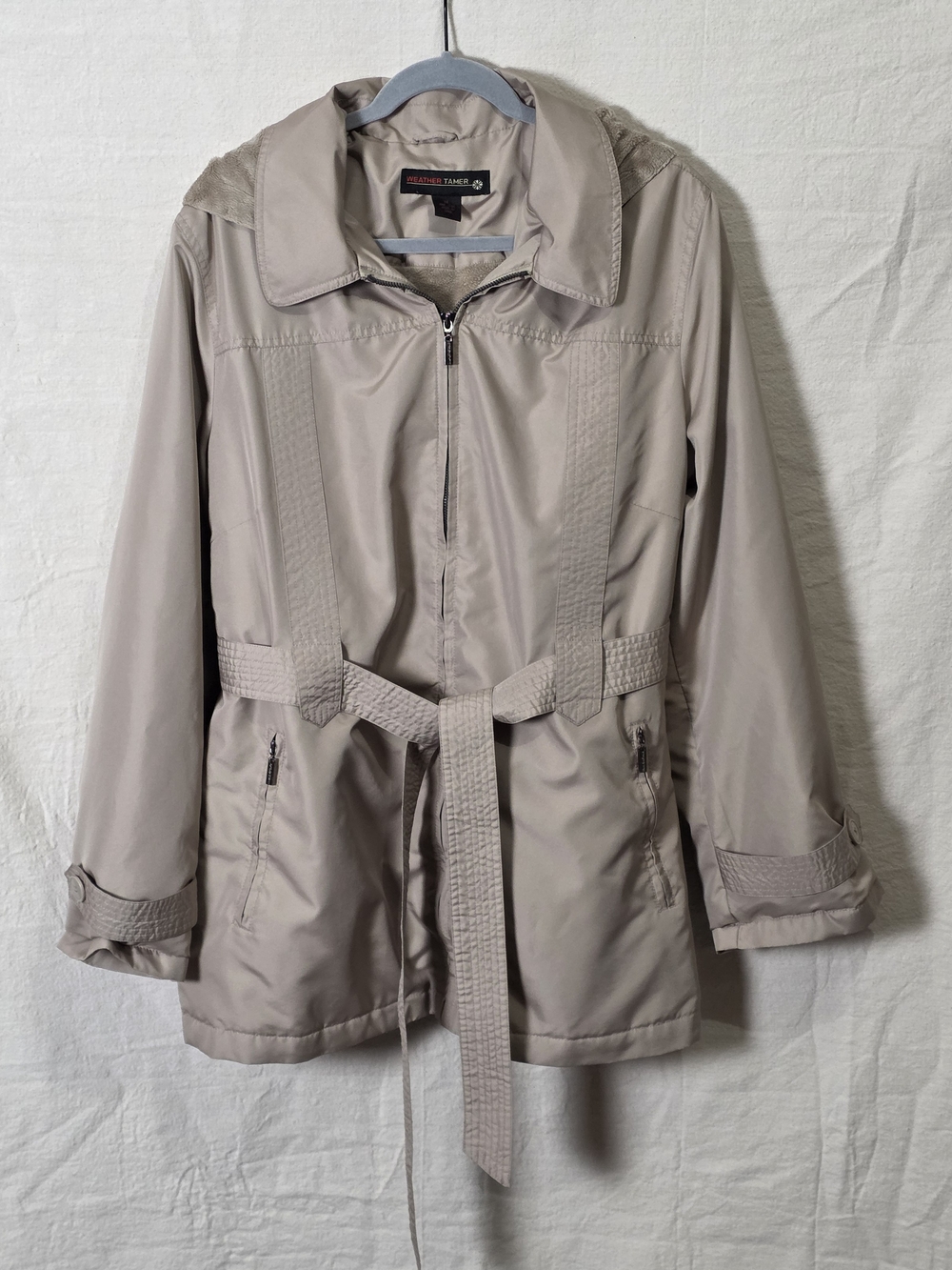 WeatherTamer Women's Taupe Belted Trench Coat
